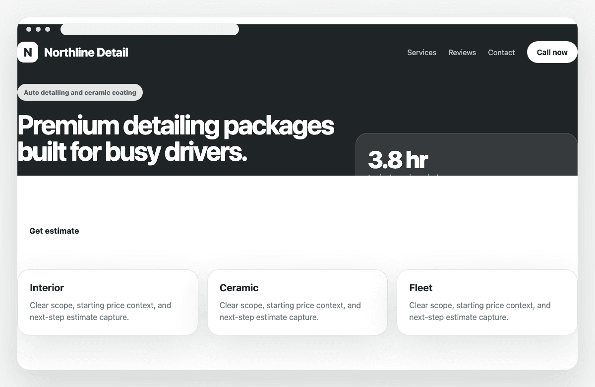 Northline Detail sample website preview