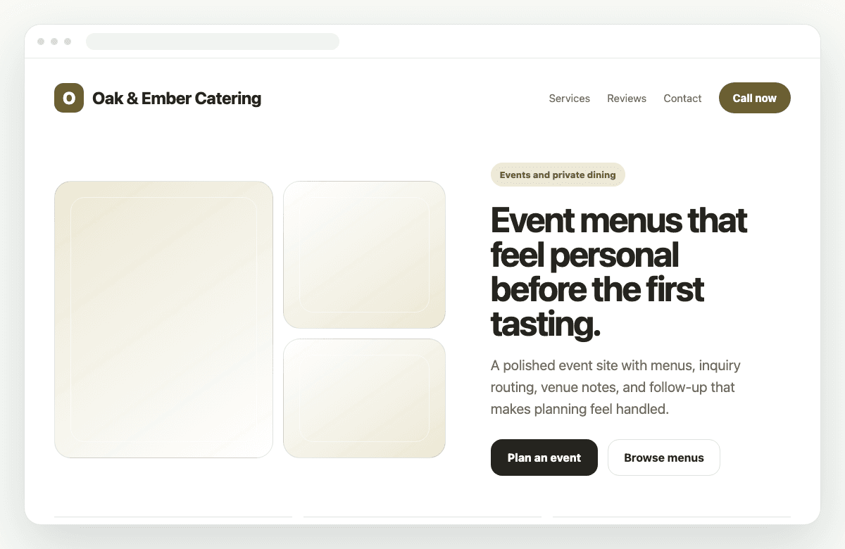 Oak & Ember Catering sample website preview